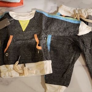 Miki Miette Baby Dylan Pullover and Noa Joggers|Grey with Stripes|Size 3M|NEW WT